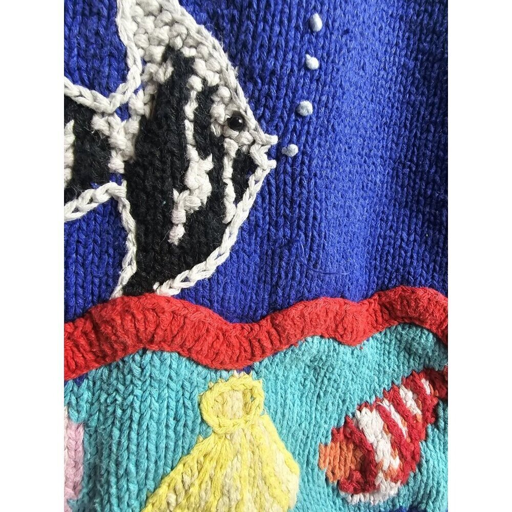 Vintage Star Blue Originals Ocean theme Women's Sweater Size Small sleeveless - Picture 11 of 13